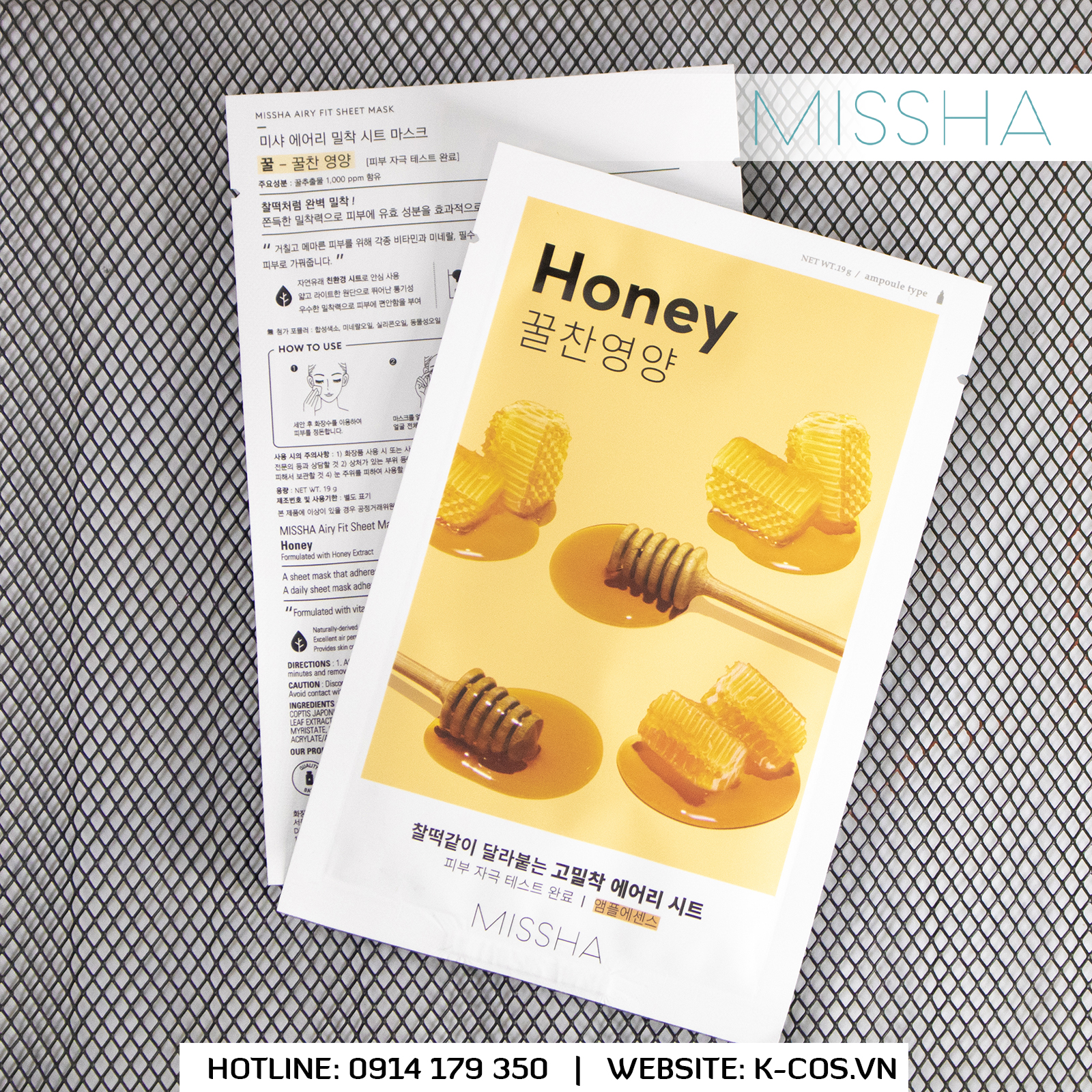 Mặt nạ thoáng khí hương Mật Ong - Missha Airy Fit Sheet Mask Honey