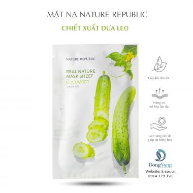 Mặt Nạ Nature Republic Chiết Xuất Dưa Leo Cấp Ẩm Da 23ml Real Nature Cucumber Mask Sheet