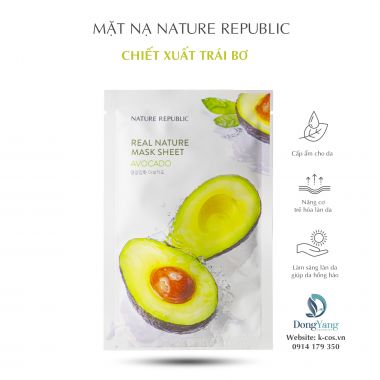 Mặt Nạ Nature Republic Chiết Xuất Trái Bơ Cấp Ẩm Da 23ml Real Nature Avocado Mask Sheet