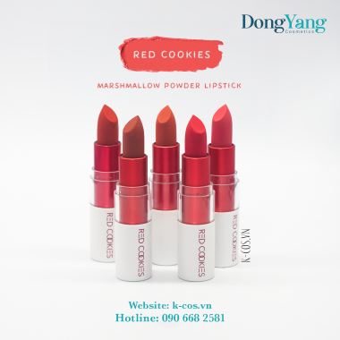 Son Thỏi Lì Marshmallow Powder Lipstick Red Cookies Hàn Quốc - Màu A3 Cam Đỏ