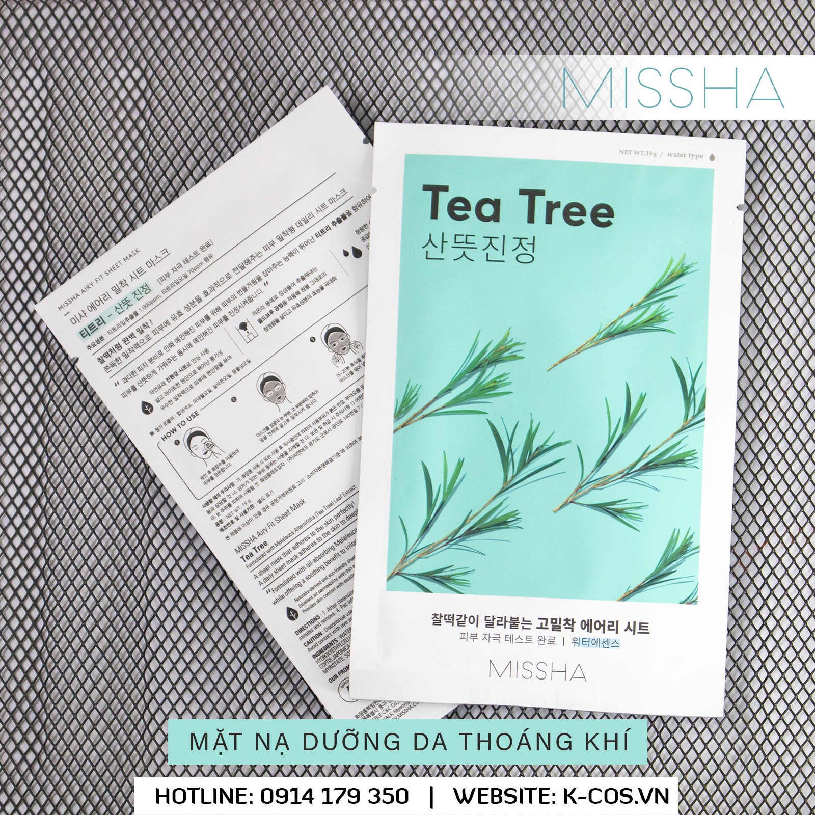 Mặt nạ thoáng khí hương Tràm Trà - Missha Airy Fit Sheet Tea Tree