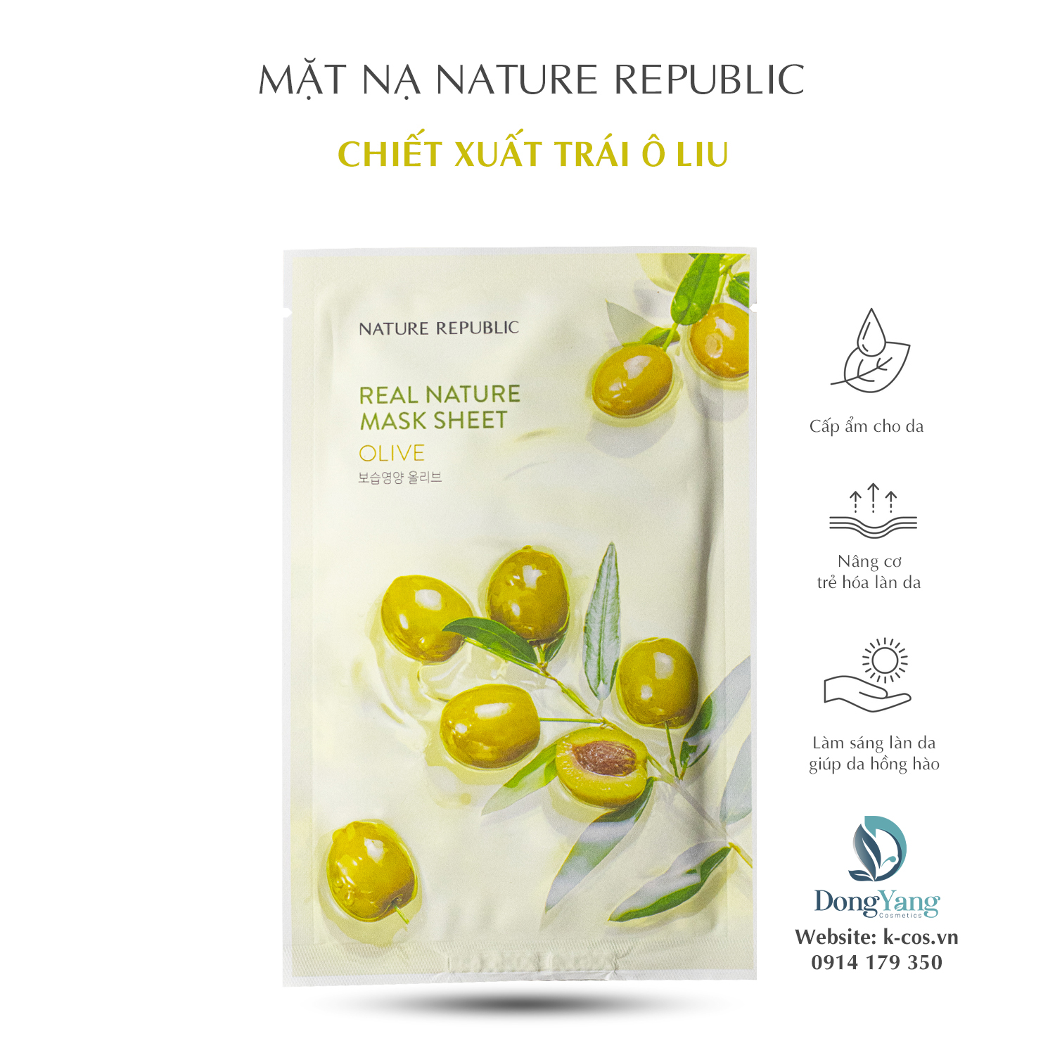 Mặt Nạ Nature Republic Chiết Xuất Ô Liu Cấp Ẩm Da 23ml Real Nature Olive Mask Sheet
